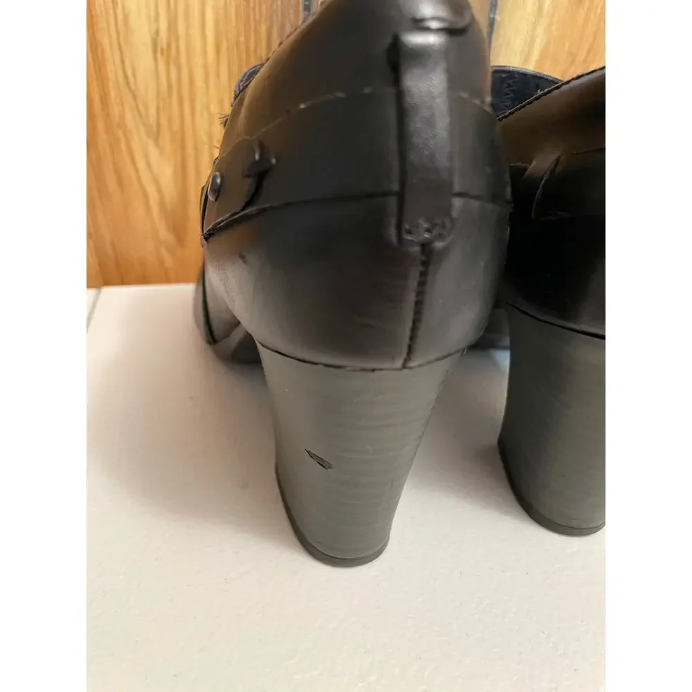 Clarks women’s black leather ankle boots shoes size‎ 7 side zip stylish heel